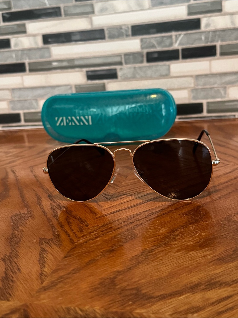 NIB Zenni Classic Gold Metal Aviator Sunglasses - Dark Tint